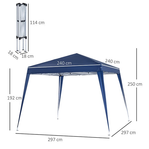 OUTSUNNY - Tonnelle barnum de jardin pop-up pliant 2,4L x 2,4l x 2,5H m acier polyester imperméabilisé anti UV avec sac de transport bleu - large