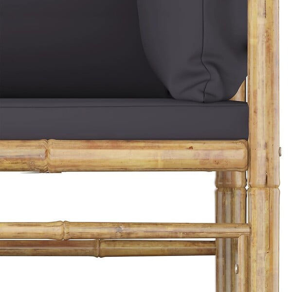 VIDAXL - vidaXL Salon de jardin 8 pcs avec coussins gris foncé Bambou - large