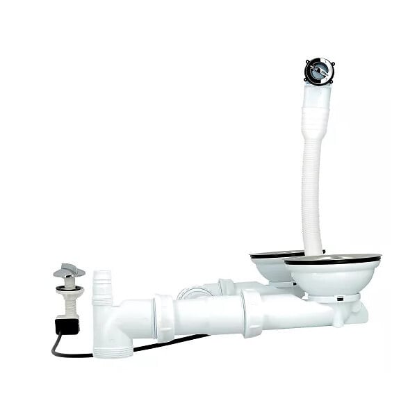 NICOLL - Bondes et vidage Nicoll - ø114mm - pour évier 2 bacs - Avec trop plein - A visser - PP et inox - large