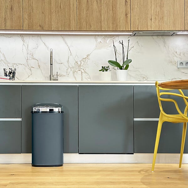 KITCHEN MOVE - Poubelle automatique inox LARGO gris 42L - large