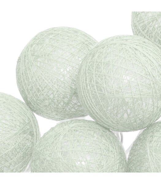 ATMOSPHERA - Guirlande décorative à piles 10 LED Boules en Coton Vert D 6 x L 165 cm - large
