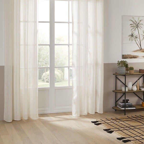 ATMOSPHERA - Voilage à œillets Beige aspect Lin 140 x 240 cm - large