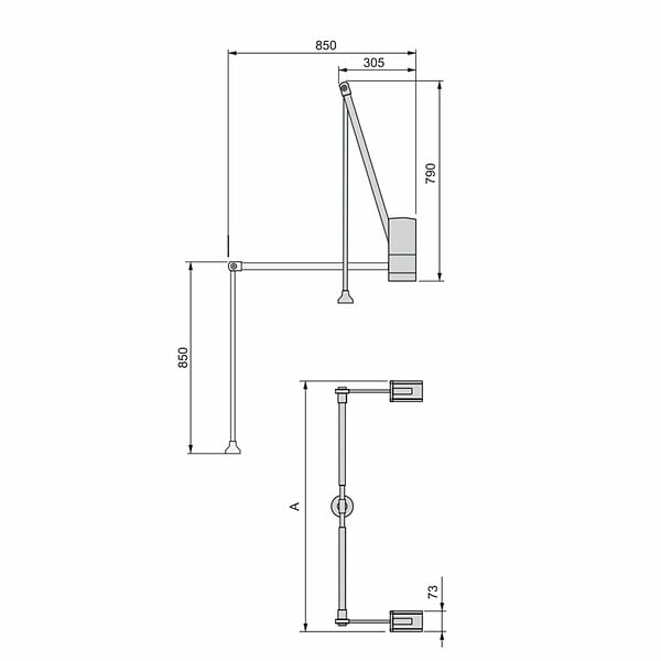 EMUCA - Penderie rabattable pour armoire Hang mural, 600-830, Chromé, Acier et Plastique - large