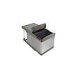 EMUCA - Bac de tri sélectif à fixation inférieure et extraction automatique dans module de cuisine 2x16litres, Plastique et acier inoxydable - vignette
