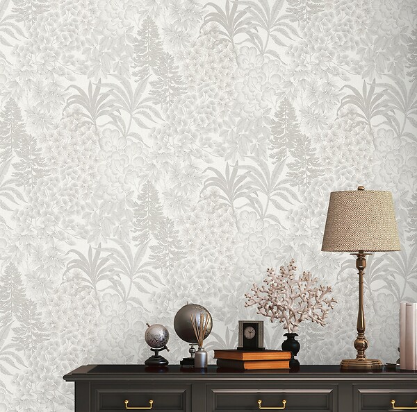 AS CREATION - Zoe vegetal ecru gris argent - large