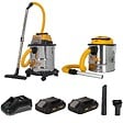 VITO - Pack 2 Aspirateurs 20V Eau Poussières Cendres + 2 Batterie lithium 2.0Ah + Chargeur Cuves INOX 20L et 12L VITO - vignette
