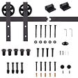 HOMCOM - Kit de porte coulissante système galandage pour porte épaisseur 35-45 ou 40-45 mm longueur rail 1,83 m charge max. 100 Kg acier brun - vignette