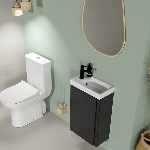 CERSANIT - Meuble lave-mains - 40x22cm - Gain de place - Gris anthracite mat - large