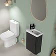 CERSANIT - Meuble lave-mains - 40x22cm - Gain de place - Gris anthracite mat - vignette