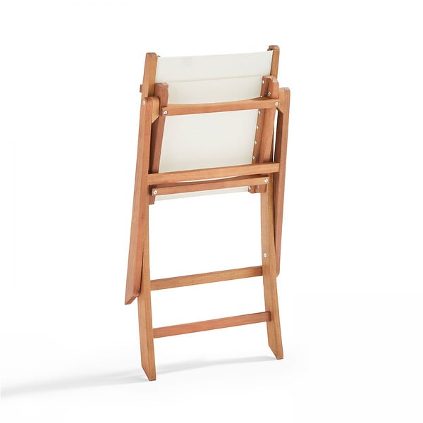 OVIALA - Ensemble table et 2 chaises pliantes en textilène et eucalyptus blanc - Sete - large
