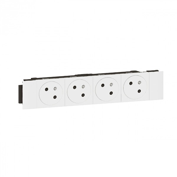 LEGRAND - Prise 4x 2P+T 16A pour goulotte 8 modules - Mosaic - blanc - Legrand - large