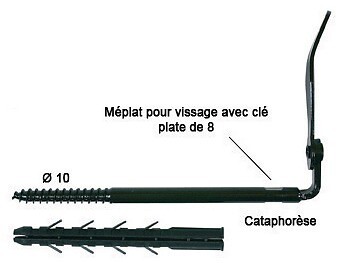 ING FIXATION - Arrêt de volet 0/8 parpaing longueur 225mm noir - ING FIXATIONS - A070160 - large