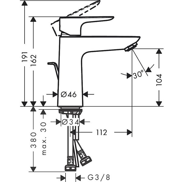 HANSGROHE - Robinet lavabo Hansgrohe Talis E avec sortie en bronze (71710140) - large