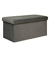 ATMOSPHERA - Pouf pliant et Coffre de rangement en tissu Gris 76 x 38 cm - vignette