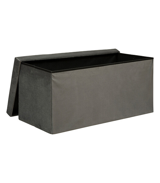 ATMOSPHERA - Pouf pliant et Coffre de rangement en tissu Gris 76 x 38 cm - large
