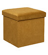 ATMOSPHERA - Pouf pliant et Coffre de rangement en tissu Jaune Moutarde 38 x 38 cm - vignette