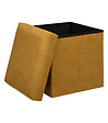 ATMOSPHERA - Pouf pliant et Coffre de rangement en tissu Jaune Moutarde 38 x 38 cm - vignette