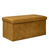 ATMOSPHERA - Pouf pliant et Coffre de rangement en tissu Jaune Moutarde 76 x 38 cm - vignette