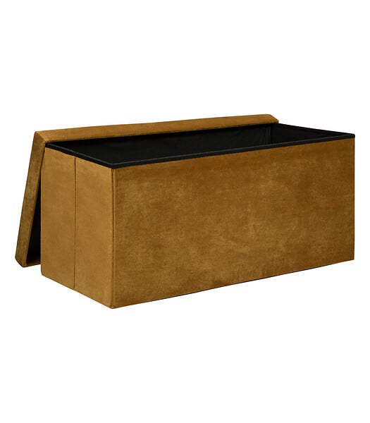ATMOSPHERA - Pouf pliant et Coffre de rangement en tissu Jaune Moutarde 76 x 38 cm - large