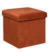 ATMOSPHERA - Pouf pliant et Coffre de rangement en tissu Ambre 38 x 38 cm - vignette