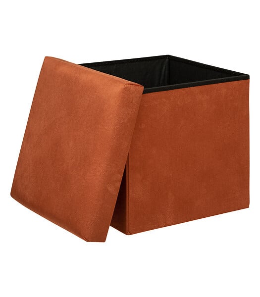 ATMOSPHERA - Pouf pliant et Coffre de rangement en tissu Ambre 38 x 38 cm - large