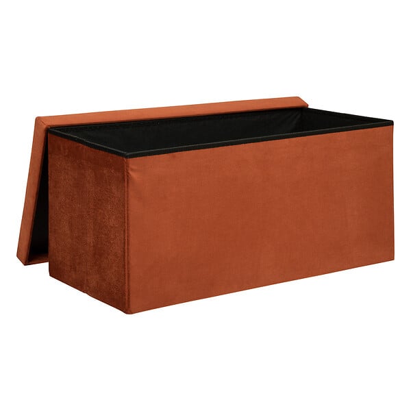 ATMOSPHERA - Pouf pliant et Coffre de rangement en tissu Ambre 76 x 38 cm - large
