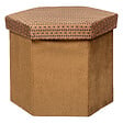 ATMOSPHERA - Pouf pliant et Coffre de rangement en velours Marron Caramel avec motifs - vignette