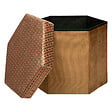 ATMOSPHERA - Pouf pliant et Coffre de rangement en velours Marron Caramel avec motifs - vignette