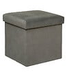 ATMOSPHERA - Pouf pliant et Coffre de rangement en tissu Gris 38 x 38 cm - vignette