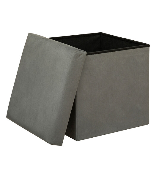 ATMOSPHERA - Pouf pliant et Coffre de rangement en tissu Gris 38 x 38 cm - large