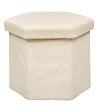 ATMOSPHERA - Pouf pliant et Coffre de rangement en tissu à bouclettes Blanc Ivoire - vignette