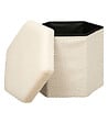 ATMOSPHERA - Pouf pliant et Coffre de rangement en tissu à bouclettes Blanc Ivoire - vignette