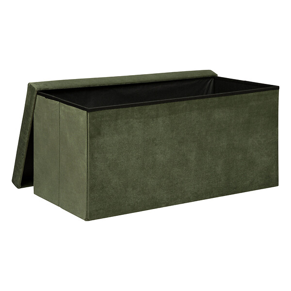 ATMOSPHERA - Pouf pliant et Coffre de rangement en tissu Vert kaki 76 x 38 cm - large
