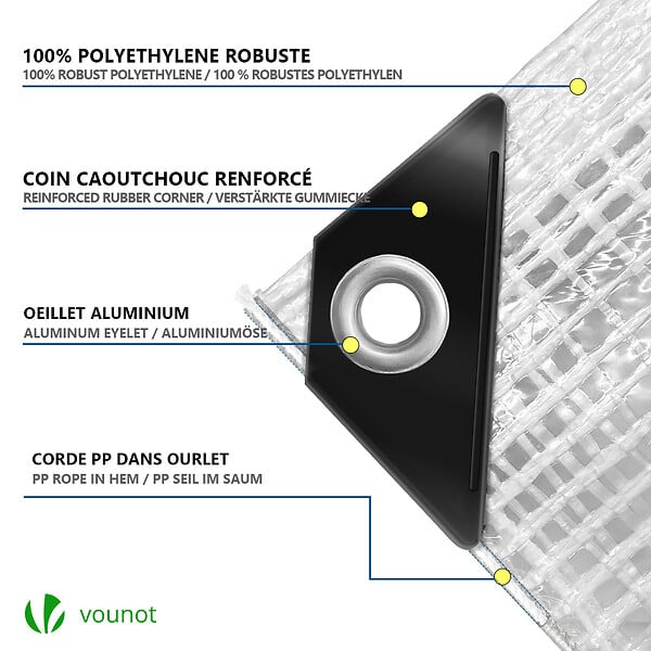 VOUNOT - Bâche de Protection en Polyéthylène resistant et impermeable 180g/m² blanche 3x4m - large
