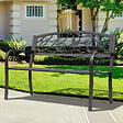 OUTSUNNY - Banc 3 places de jardin terrasse style rural chic 127L x 60l x 85H cm métal époxy anticorrosion brun - vignette