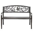OUTSUNNY - Banc 3 places de jardin terrasse style rural chic 127L x 60l x 85H cm métal époxy anticorrosion brun - vignette