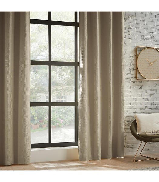 ATMOSPHERA - Rideau à œillets Occultant Jacquard coloris Beige Lin 140 x 260 cm - large