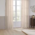ATMOSPHERA - Rideau à œillets en Lin Beige  avec surpiqûre noire 130 x 260 cm - vignette