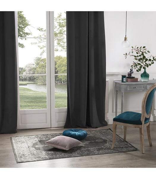 ATMOSPHERA - Rideau à œillets Occultant en Velours Gris Foncé 140 x 260 cm - large