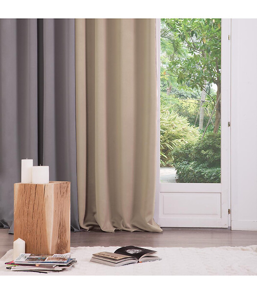 ATMOSPHERA - Rideau à œillets Occultant Beige Lin 140 x 260 cm - large