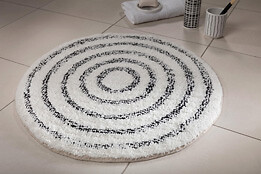 MSV - Tapis de bain rond Saturn - Blanc et noir - Diam.60cm - large