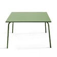 OVIALA - Ensemble table de jardin carrée et 8 fauteuils en métal vert cactus  - Palavas - vignette
