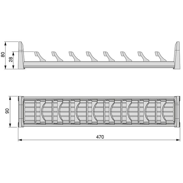 EMUCA - Orderbox porte-tiroir pour tiroir, 90x470mm, Aluminium et Plastique, Gris antracite - large
