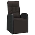 VIDAXL - vidaXL Chaise inclinable de jardin et coussin Résine tressée Noir - vignette