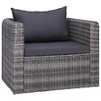 VIDAXL - vidaXL Chaise de jardin avec coussin et oreiller Résine tressée Gris - vignette