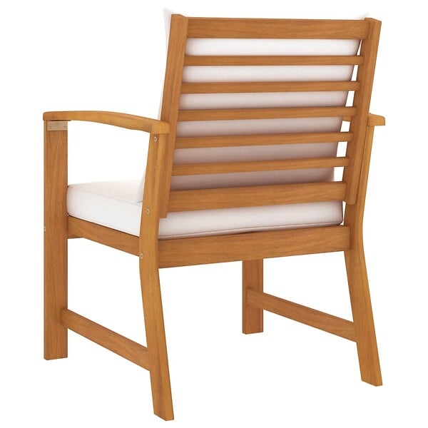 VIDAXL - vidaXL Chaises de jardin lot de 2 et coussin crème Bois acacia massif - large