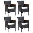 VIDAXL - vidaXL Chaises à manger de jardin lot de 4 Résine tressée Noir - vignette