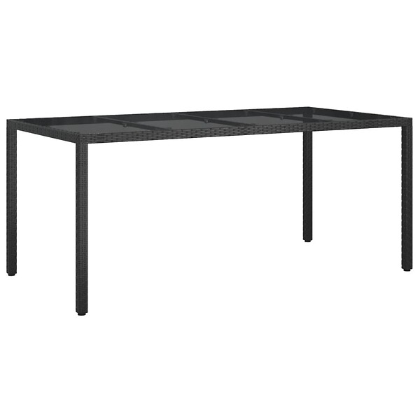 VIDAXL - vidaXL Table de jardin Noir 190x90x75 cm Verre trempé/résine tressée - large