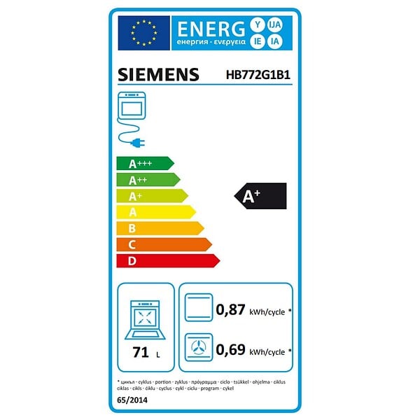 SIEMENS - Four Intégrable Multifonction 71l 60cm Pyrolyse Noir - HB772G1B1 - large