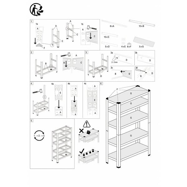 SECURY-T - Lot de 2 étagères de rayonnage modulables en métal, 5 étages, 175kg/par étagère - large